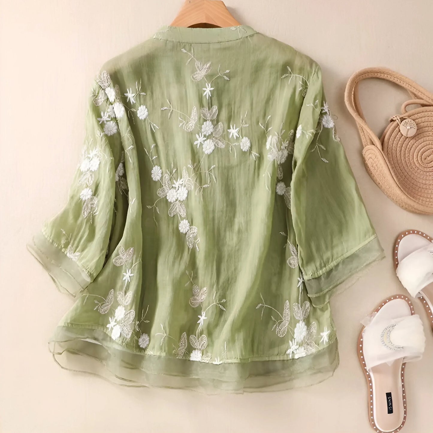 Mila™ | Bomuldstop med broderede blomster