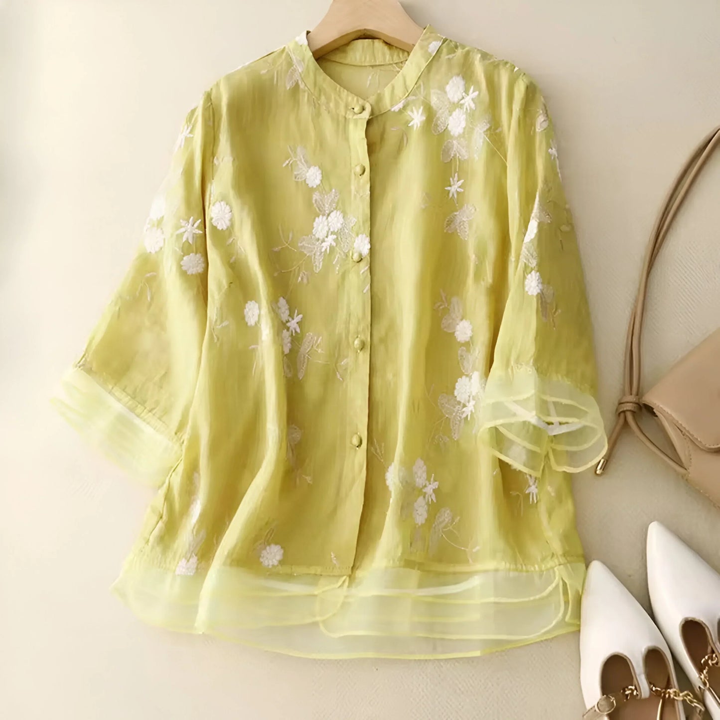 Mila™ | Bomuldstop med broderede blomster