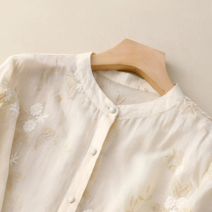 Mila™ | Bomuldstop med broderede blomster